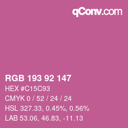 カラーコード: RGB 193 92 147 | qconv.com