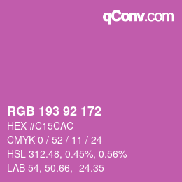 カラーコード: RGB 193 92 172 | qconv.com