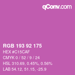 カラーコード: RGB 193 92 175 | qconv.com