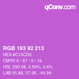 カラーコード: RGB 193 92 213 | qconv.com