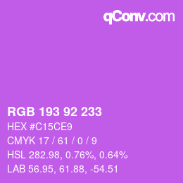 カラーコード: RGB 193 92 233 | qconv.com