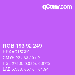 カラーコード: RGB 193 92 249 | qconv.com