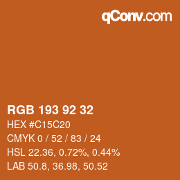 颜色代码: RGB 193 92 32 | qconv.com