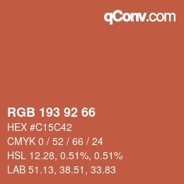 カラーコード: RGB 193 92 66 | qconv.com