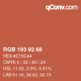 颜色代码: RGB 193 92 68 | qconv.com