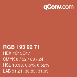 Color code: RGB 193 92 71 | qconv.com