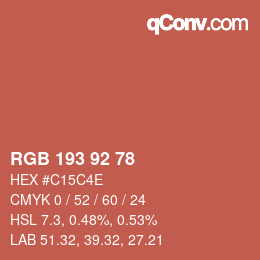 颜色代码: RGB 193 92 78 | qconv.com