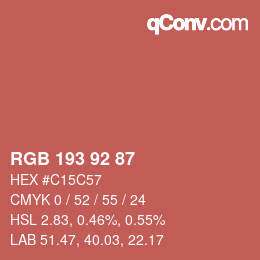 カラーコード: RGB 193 92 87 | qconv.com