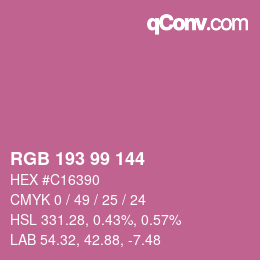 颜色代码: RGB 193 99 144 | qconv.com