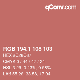 カラーコード: RGB 194.1 108 103 | qconv.com
