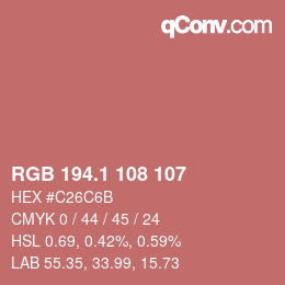 カラーコード: RGB 194.1 108 107 | qconv.com