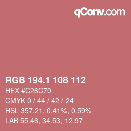 カラーコード: RGB 194.1 108 112 | qconv.com