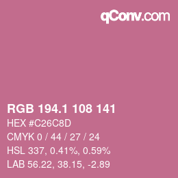 カラーコード: RGB 194.1 108 141 | qconv.com