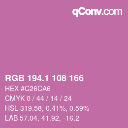 カラーコード: RGB 194.1 108 166 | qconv.com