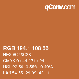カラーコード: RGB 194.1 108 56 | qconv.com