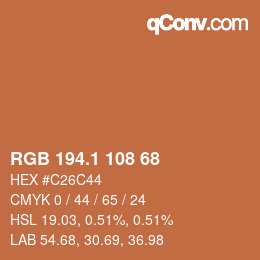 カラーコード: RGB 194.1 108 68 | qconv.com
