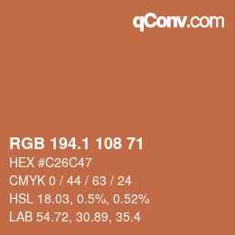 カラーコード: RGB 194.1 108 71 | qconv.com