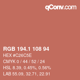 カラーコード: RGB 194.1 108 94 | qconv.com