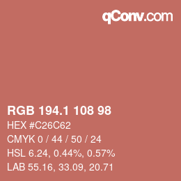 カラーコード: RGB 194.1 108 98 | qconv.com
