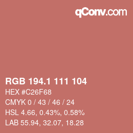 カラーコード: RGB 194.1 111 104 | qconv.com