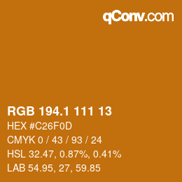 カラーコード: RGB 194.1 111 13 | qconv.com