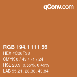カラーコード: RGB 194.1 111 56 | qconv.com
