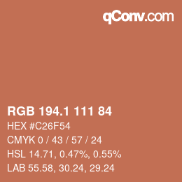 カラーコード: RGB 194.1 111 84 | qconv.com