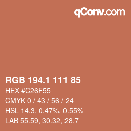 カラーコード: RGB 194.1 111 85 | qconv.com
