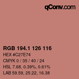 カラーコード: RGB 194.1 126 116 | qconv.com
