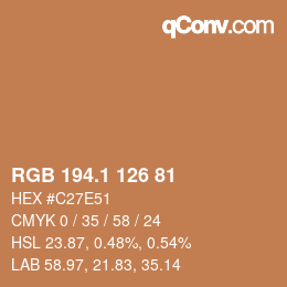 カラーコード: RGB 194.1 126 81 | qconv.com