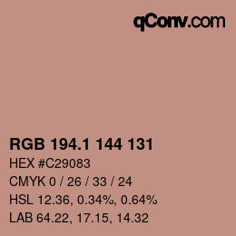 カラーコード: RGB 194.1 144 131 | qconv.com