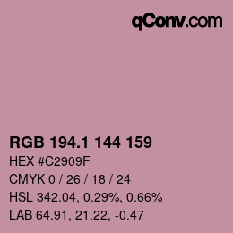カラーコード: RGB 194.1 144 159 | qconv.com