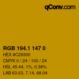 カラーコード: RGB 194.1 147 0 | qconv.com