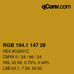 カラーコード: RGB 194.1 147 28 | qconv.com