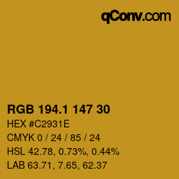 カラーコード: RGB 194.1 147 30 | qconv.com