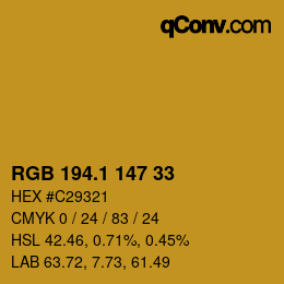 カラーコード: RGB 194.1 147 33 | qconv.com
