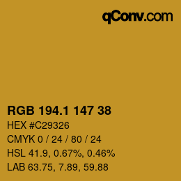 カラーコード: RGB 194.1 147 38 | qconv.com