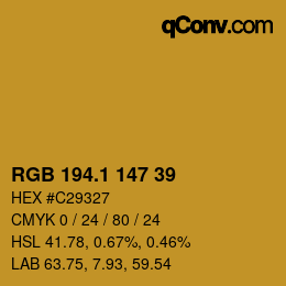 カラーコード: RGB 194.1 147 39 | qconv.com