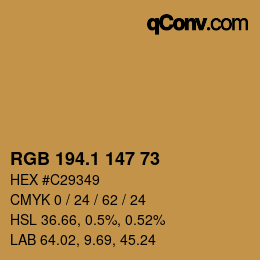 カラーコード: RGB 194.1 147 73 | qconv.com