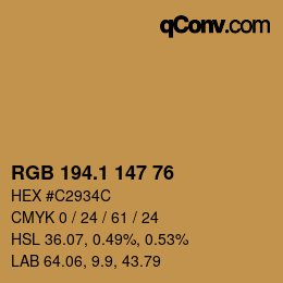 カラーコード: RGB 194.1 147 76 | qconv.com