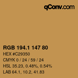 カラーコード: RGB 194.1 147 80 | qconv.com