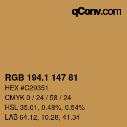 カラーコード: RGB 194.1 147 81 | qconv.com