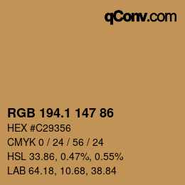 カラーコード: RGB 194.1 147 86 | qconv.com