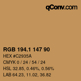 カラーコード: RGB 194.1 147 90 | qconv.com