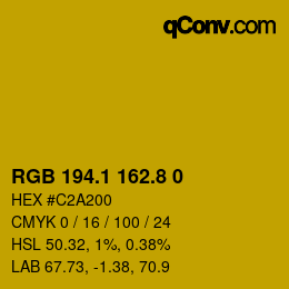 カラーコード: RGB 194.1 162.8 0 | qconv.com