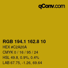 カラーコード: RGB 194.1 162.8 10 | qconv.com