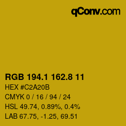 カラーコード: RGB 194.1 162.8 11 | qconv.com