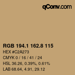 Farbcode: RGB 194.1 162.8 115 | qconv.com