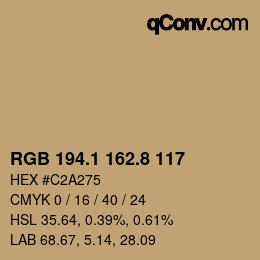 Código de color: RGB 194.1 162.8 117 | qconv.com