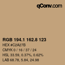 Código de color: RGB 194.1 162.8 123 | qconv.com
